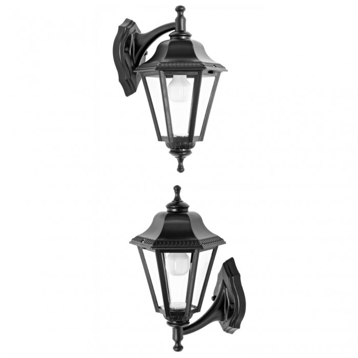 Castra Hexagon Wall Lantern in Black 2 mounting options Web Rez