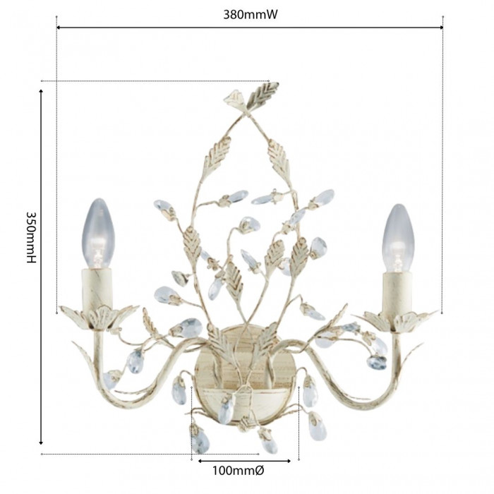 Jasmine wall light R2492 2B CR dimensions
