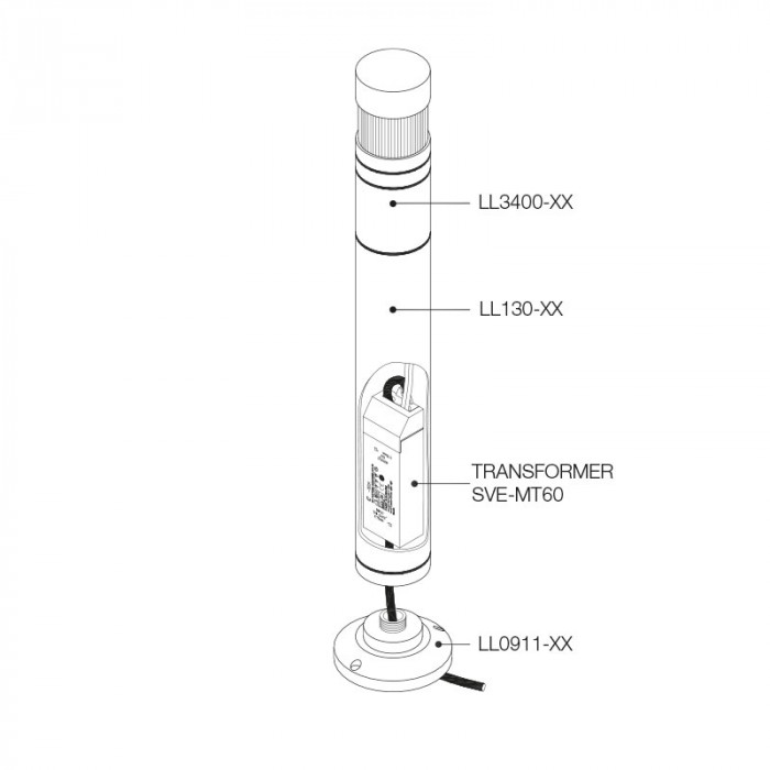 LL3400 Shown with LL130 extension and LL0911 base5