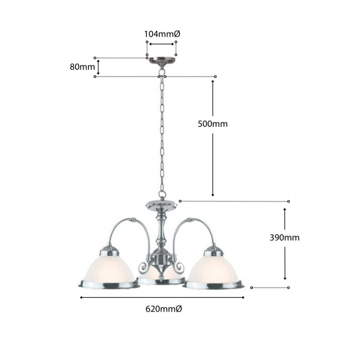 Logan 3 Light Pendant measurement graphic 1