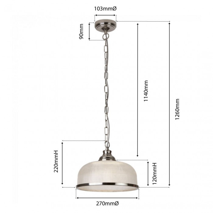 dimension diagram for Edwin Glass Pendant