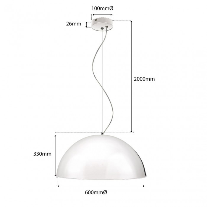 dimension diagram for MS600 Large metro modern in white