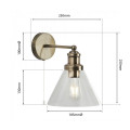 dimension diagram for clifford wall lights Antique Brass