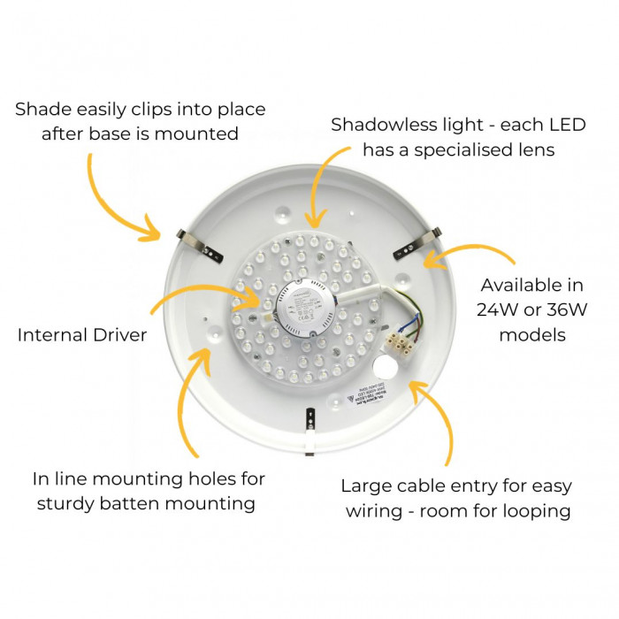 features of the new Luna Ceiling Light Graphic