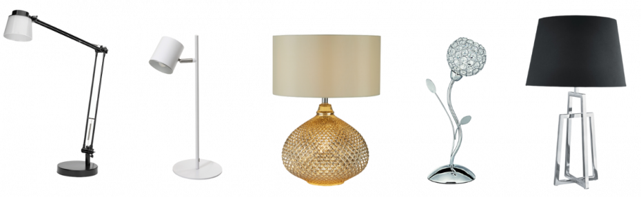 selection of possible table lamps for bedside lighting